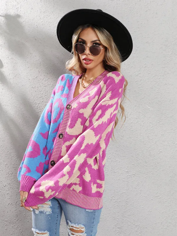 TEEK - Street Leopard Print Oversized Knit Cardigan