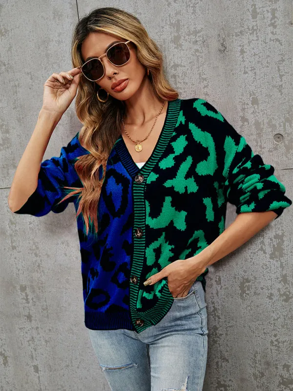 TEEK - Street Leopard Print Oversized Knit Cardigan