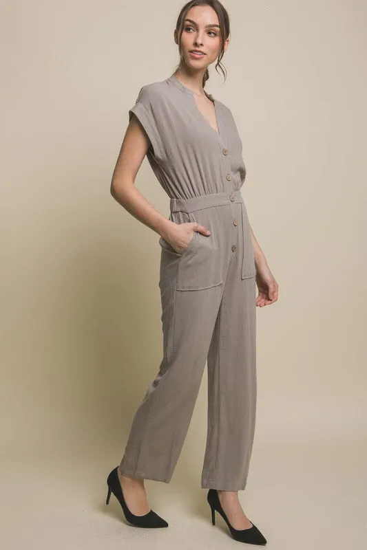 TEEK - V-Neck Pocketed Jumpsuit