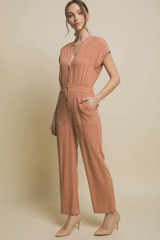 TEEK - V-Neck Pocketed Jumpsuit