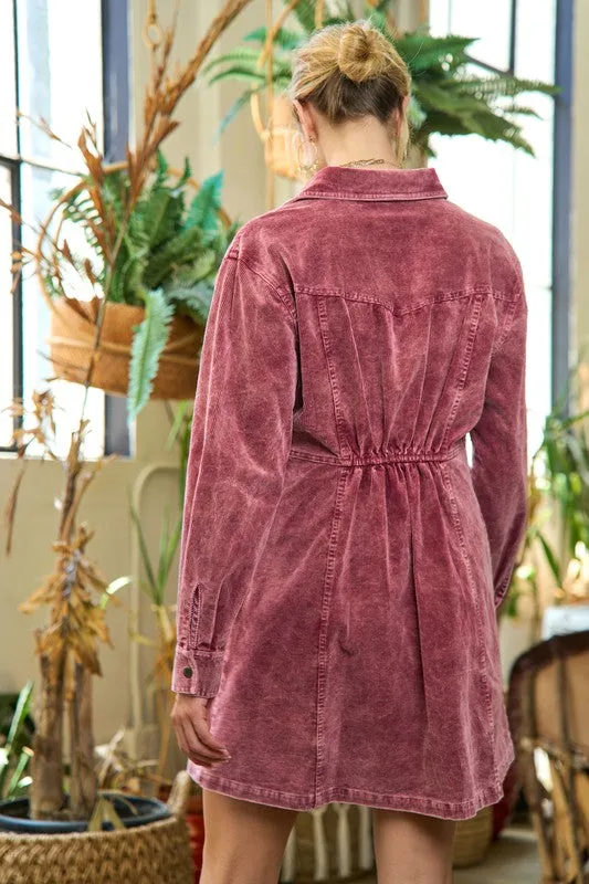TEEK - WASHED CORDUROY MINI DRESS