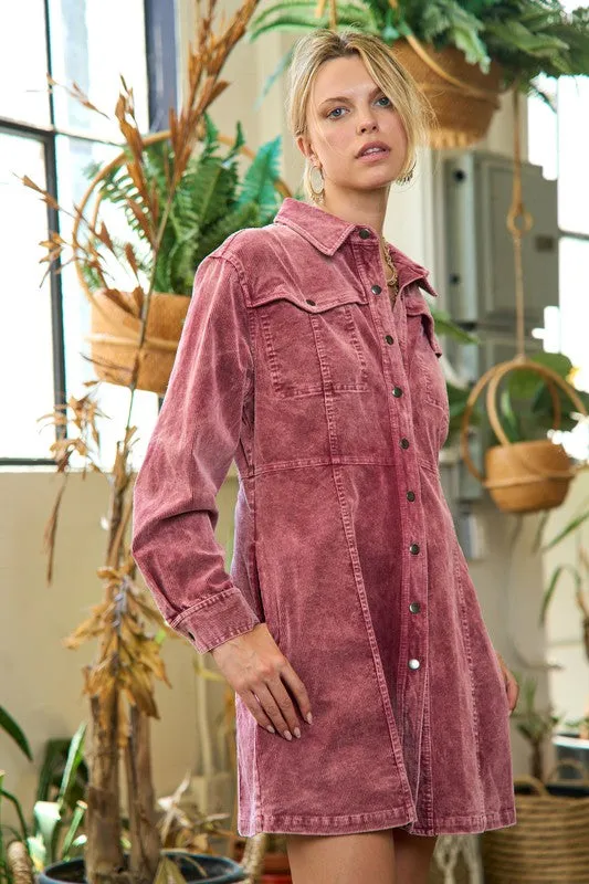TEEK - WASHED CORDUROY MINI DRESS