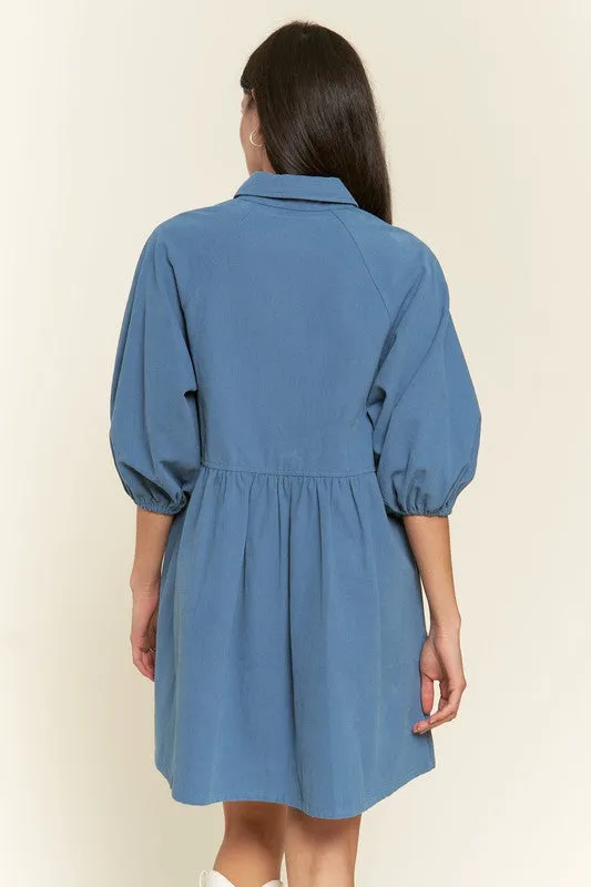 TEEK - Washed Denim Capri Sleeve Dress