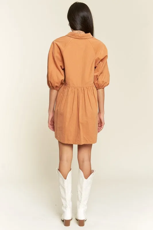 TEEK - Washed Denim Capri Sleeve Dress