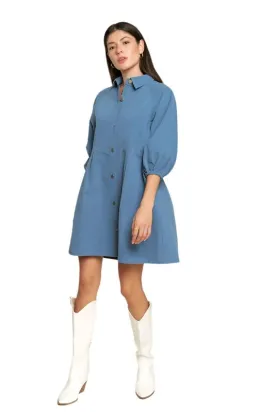 TEEK - Washed Denim Capri Sleeve Dress