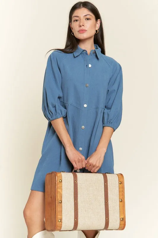 TEEK - Washed Denim Capri Sleeve Dress