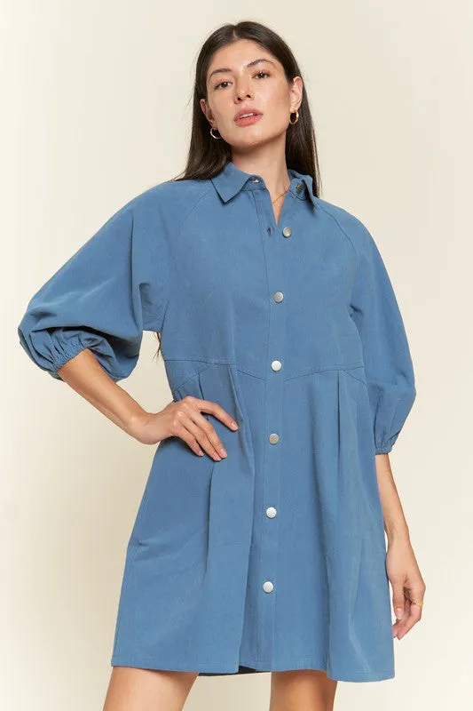 TEEK - Washed Denim Capri Sleeve Dress