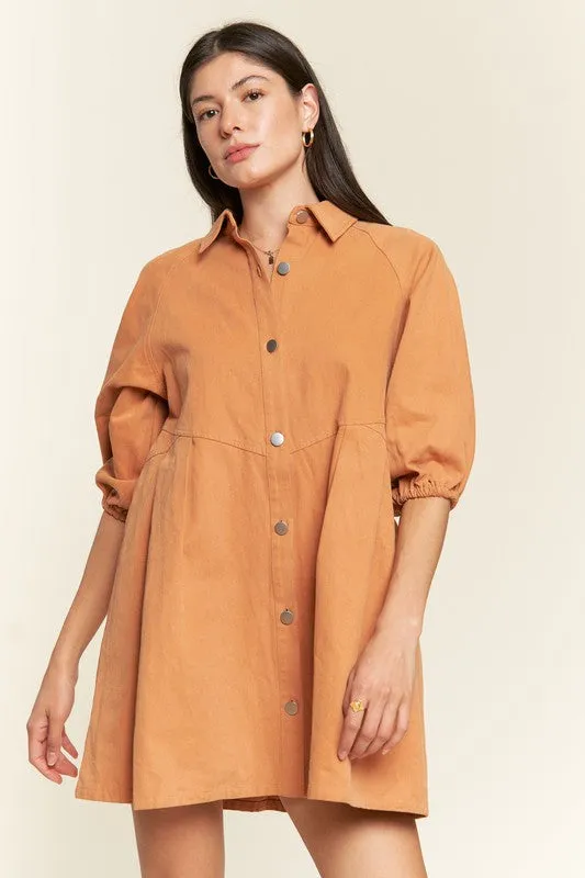 TEEK - Washed Denim Capri Sleeve Dress