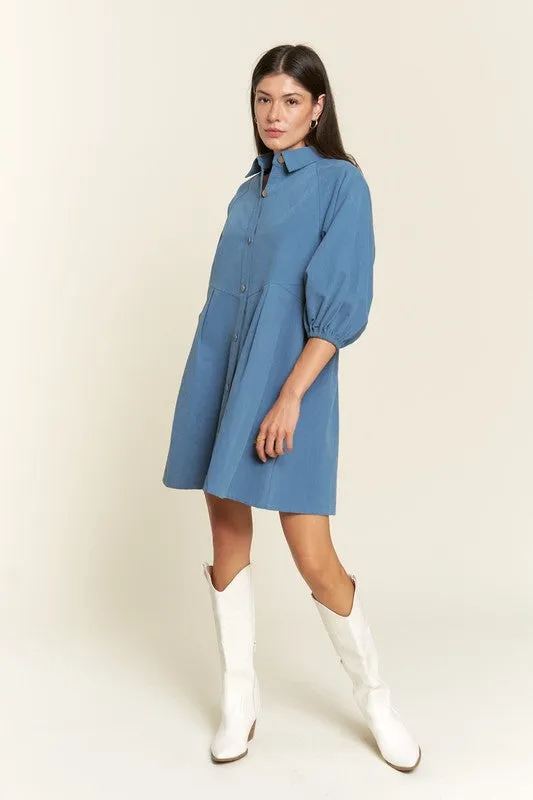 TEEK - Washed Denim Capri Sleeve Dress
