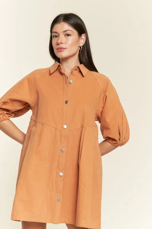 TEEK - Washed Denim Capri Sleeve Dress