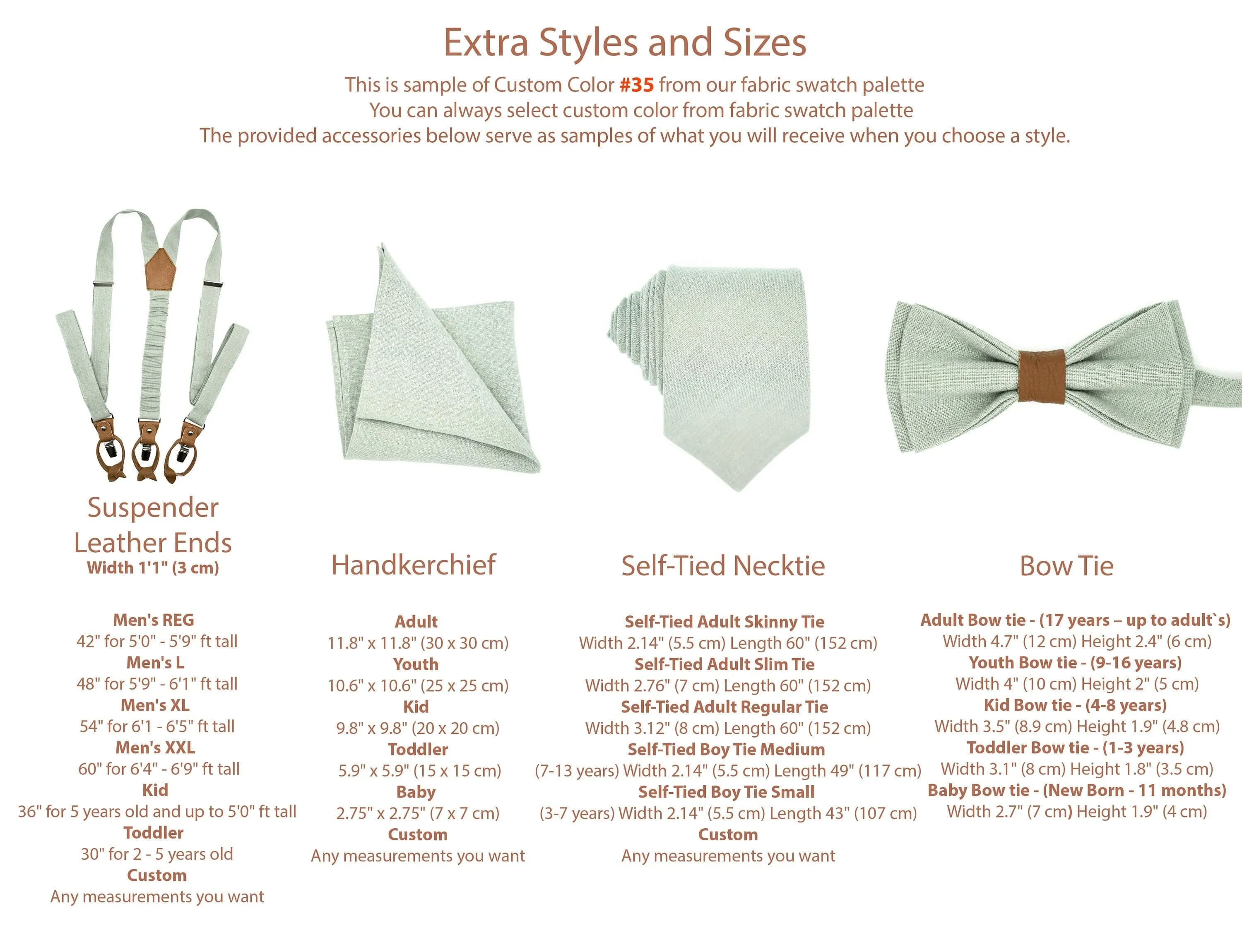 Terracotta Linen Bow Tie and Pocket Square Set - Handmade Accessories for Boys and Men - Perfect for Weddings, Formal Events