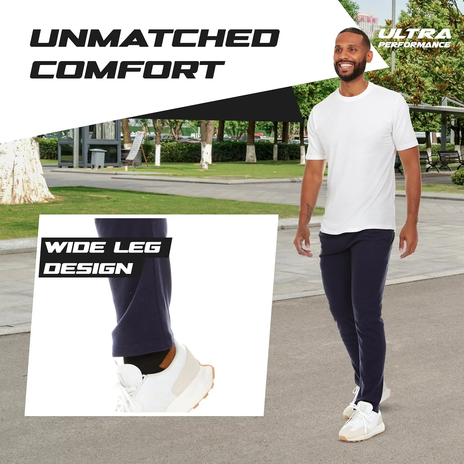 Ultra Performance 3 Pack Mens Sweatpants, Wide Leg Open Bottom Lounge Sweat Pants for Men