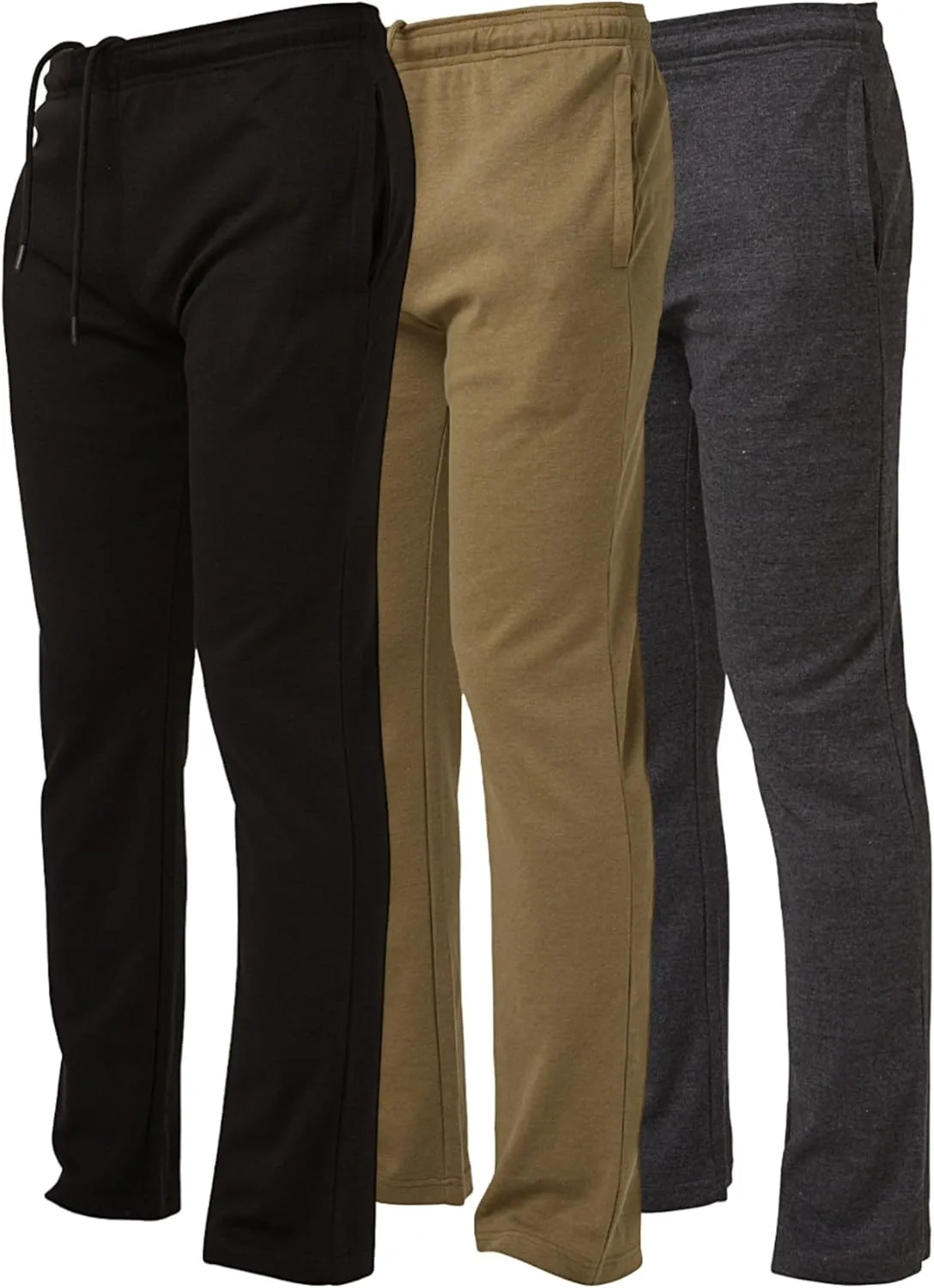 Ultra Performance 3 Pack Mens Sweatpants, Wide Leg Open Bottom Lounge Sweat Pants for Men