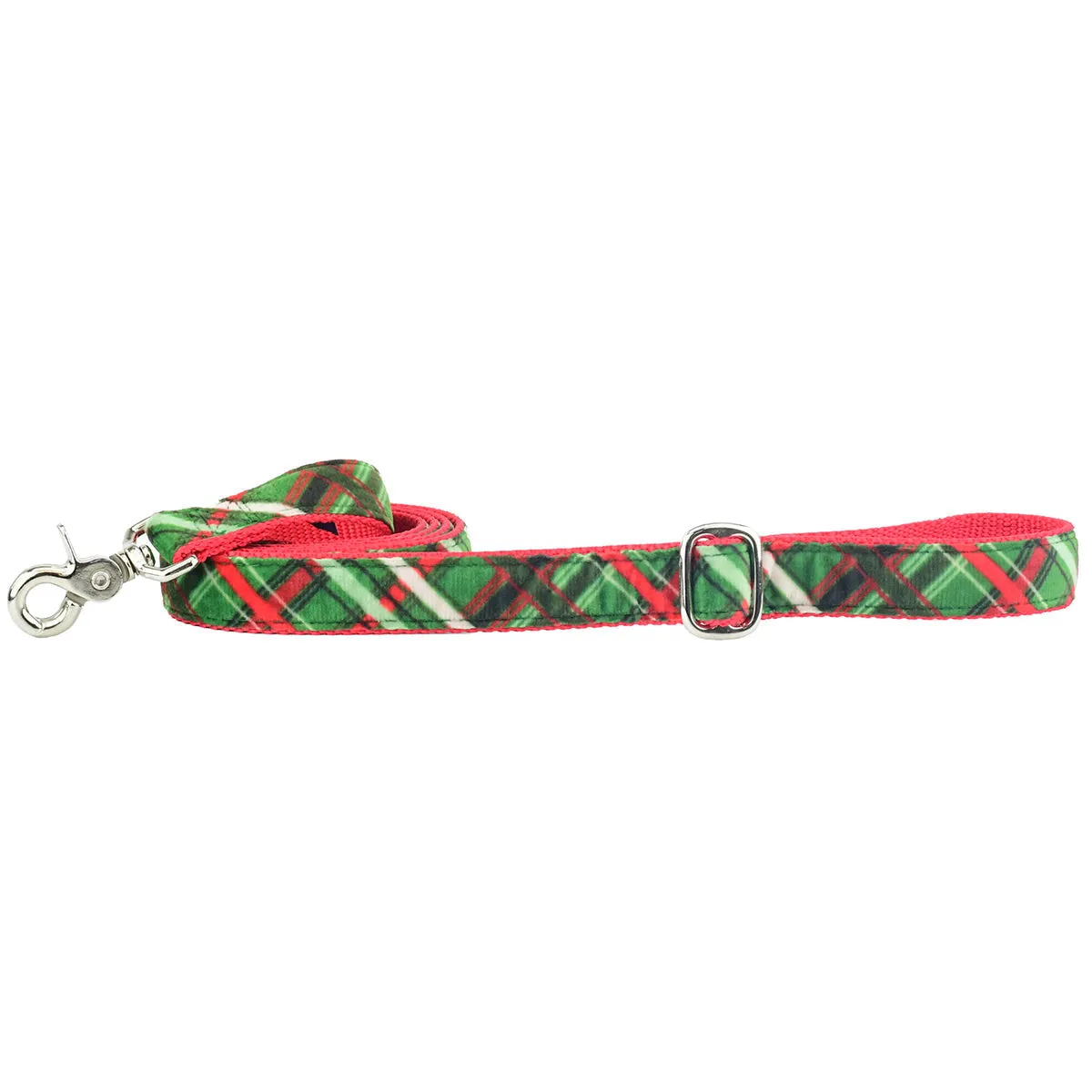 Velvet Essential 1" Dog Collar Christmas Plaid Green