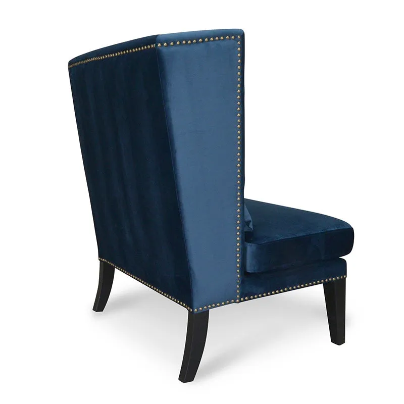 Velvet Lounge Chair in Navy Velvet Blue
