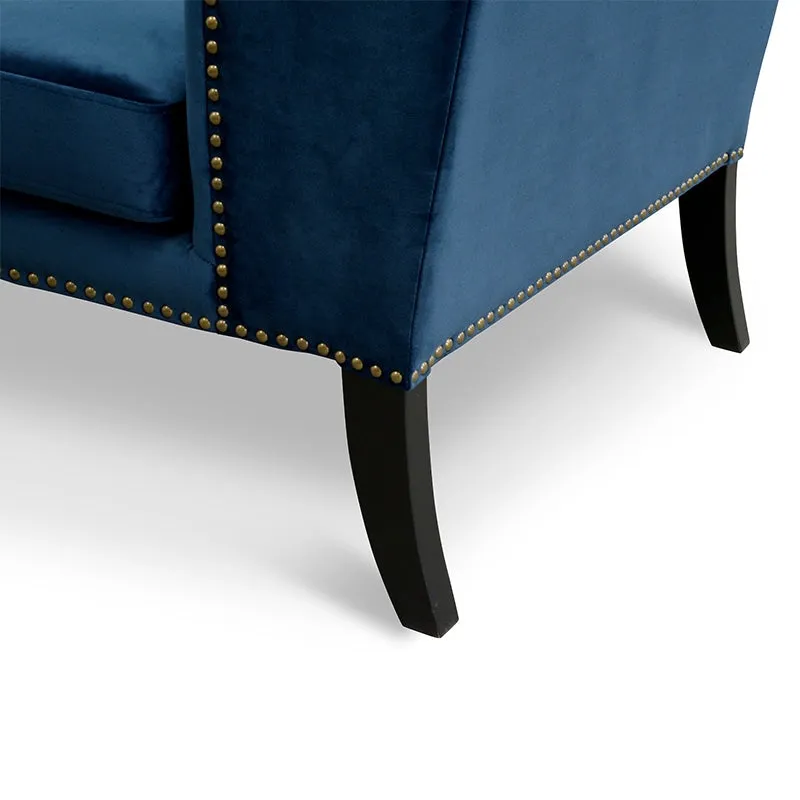 Velvet Lounge Chair in Navy Velvet Blue