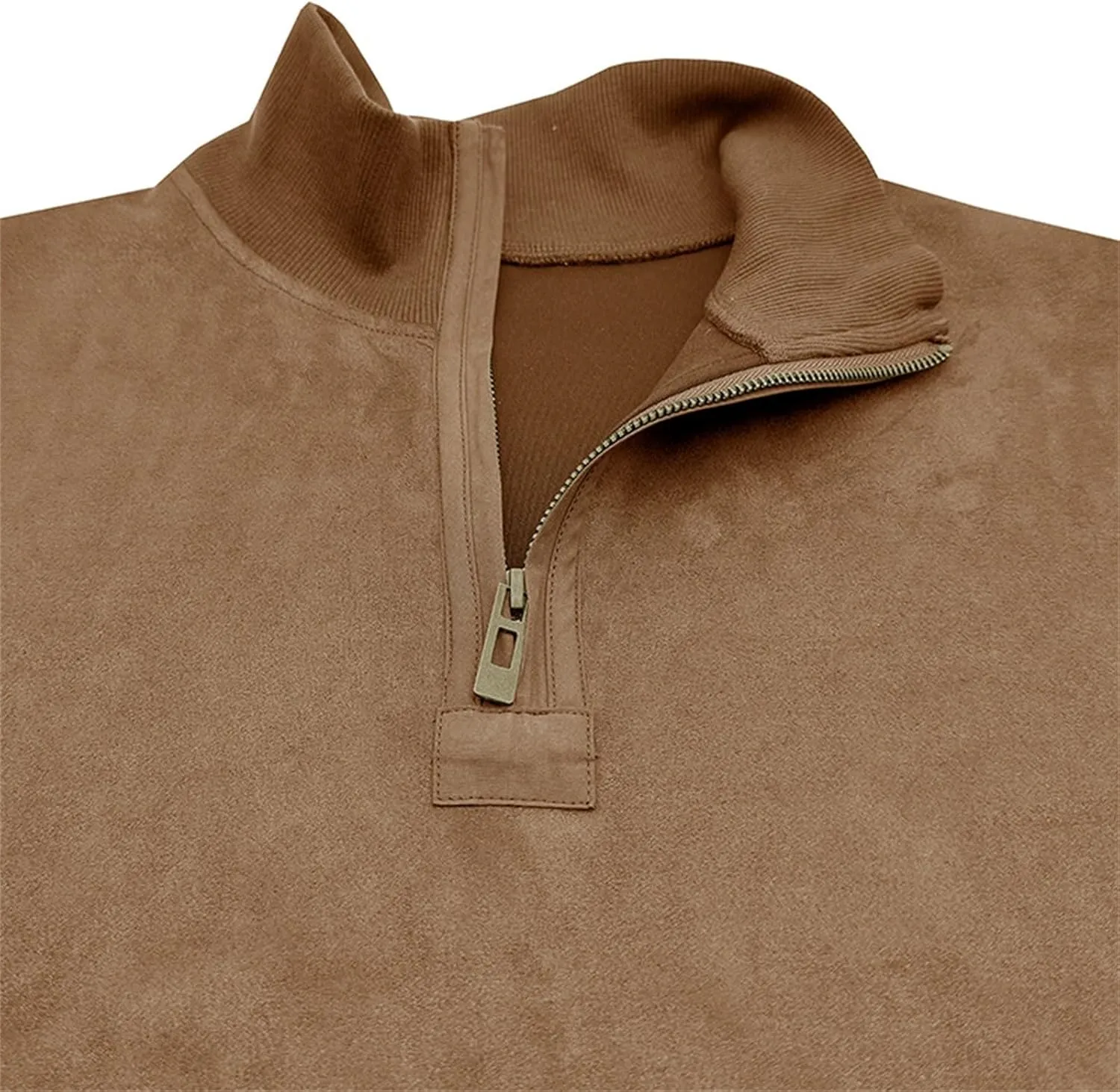 Velvet Sweatshirt Men Advantage Performance Mock Neck Thermal Long-Sleeve Quarter Zip Velour Sweaters Pullover Tops