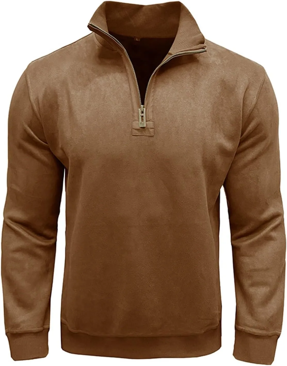 Velvet Sweatshirt Men Advantage Performance Mock Neck Thermal Long-Sleeve Quarter Zip Velour Sweaters Pullover Tops