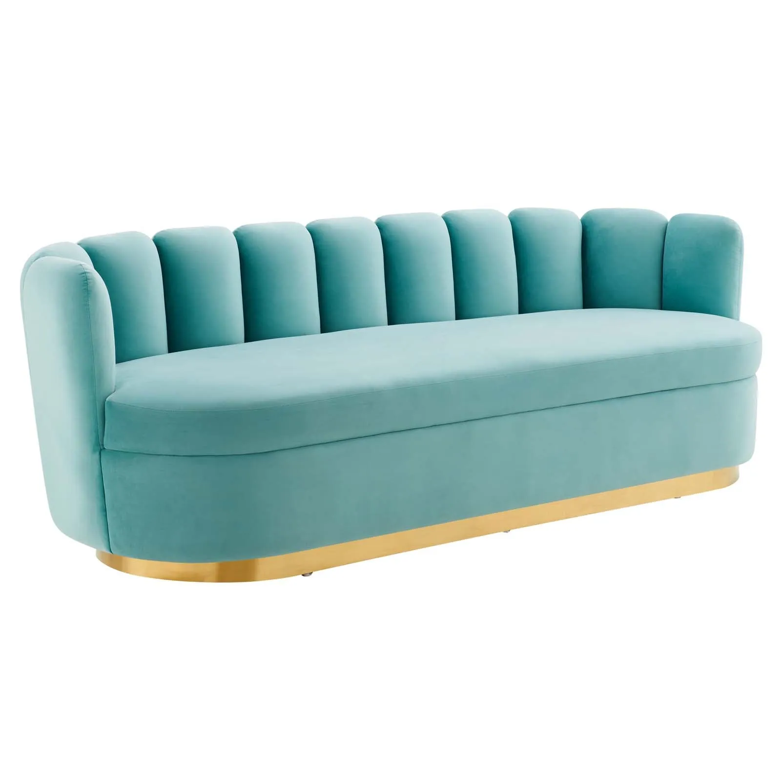 Victoria Channel Tufted Performance Velvet Sofa Mint EEI-5017-MIN