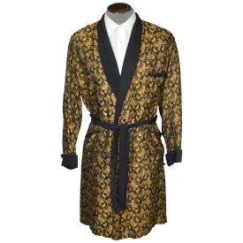 Vintage 1950s Mens Dressing Gown Gold Paisley Ptn Lounge Ease by Manhattan M L