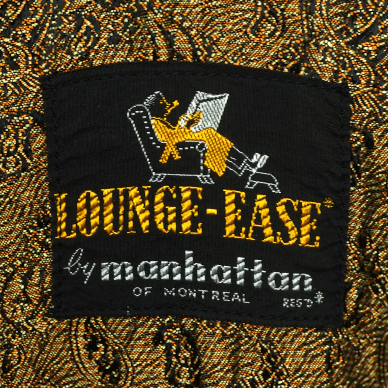 Vintage 1950s Mens Dressing Gown Gold Paisley Ptn Lounge Ease by Manhattan M L