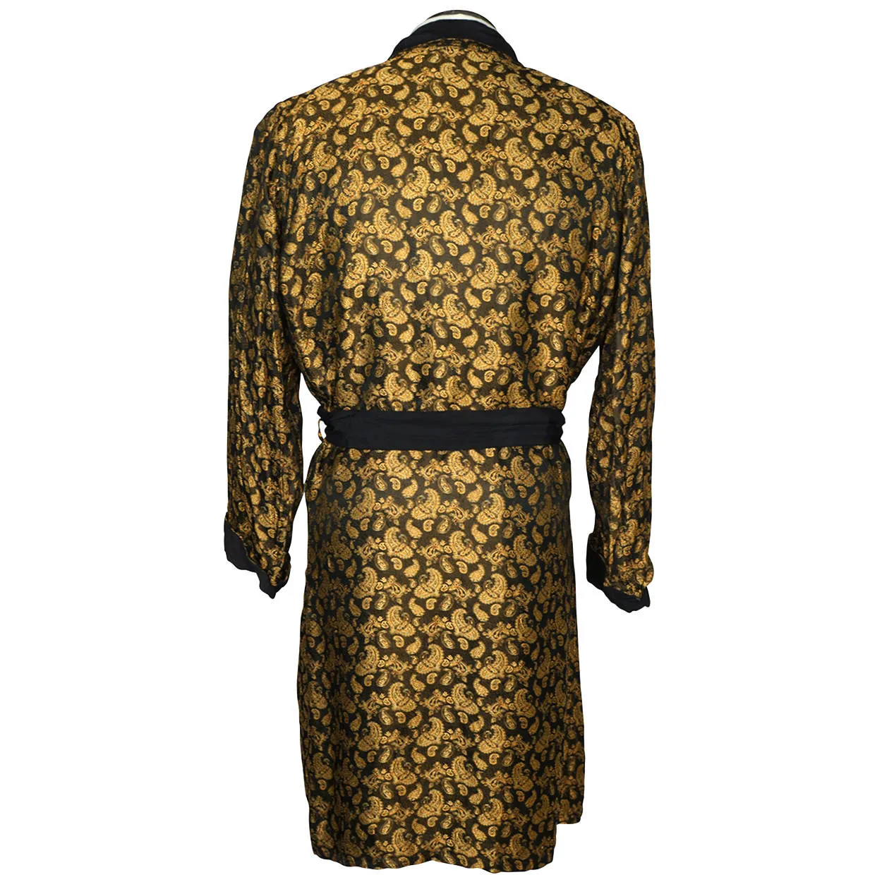 Vintage 1950s Mens Dressing Gown Gold Paisley Ptn Lounge Ease by Manhattan M L