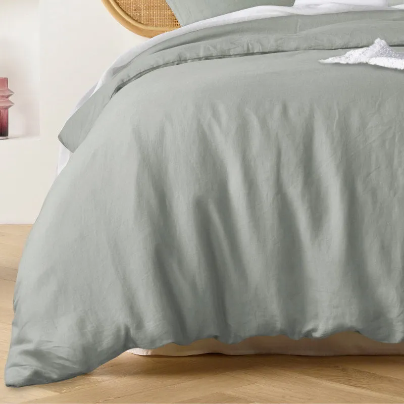 Vintage Design French Linen Sage Quilt Cover Set