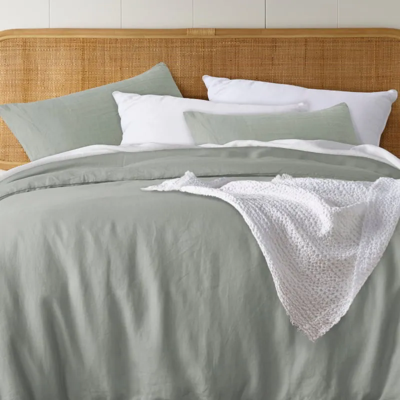 Vintage Design French Linen Sage Quilt Cover Set