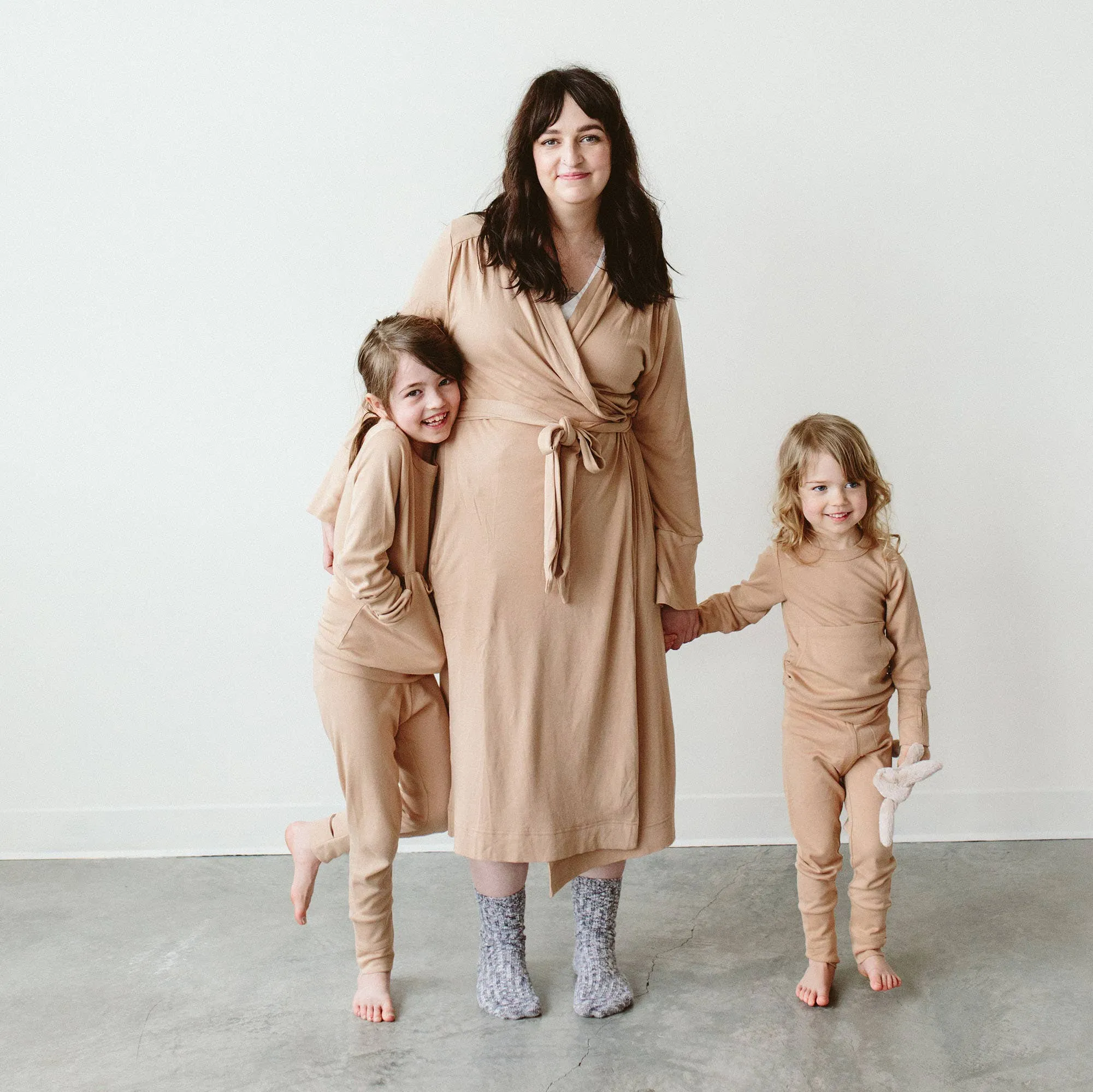 Viscose Bamboo   Organic Cotton Womens Robe - Sandstone