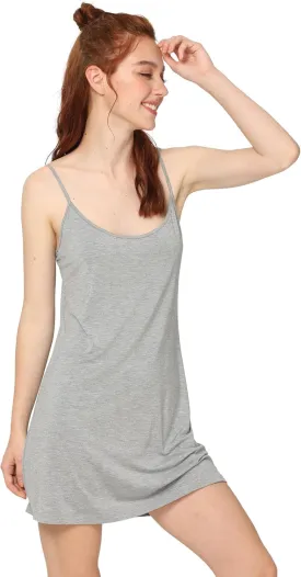 Women's Bamboo Viscose Full Slips for Under Dresses Adjustable Spaghetti Straps Cami Slip Dress