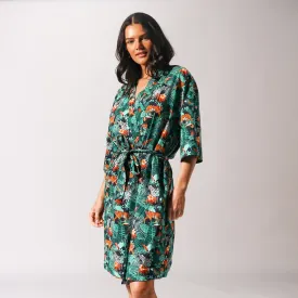Women's Dark Jungle Woven Robe - Green