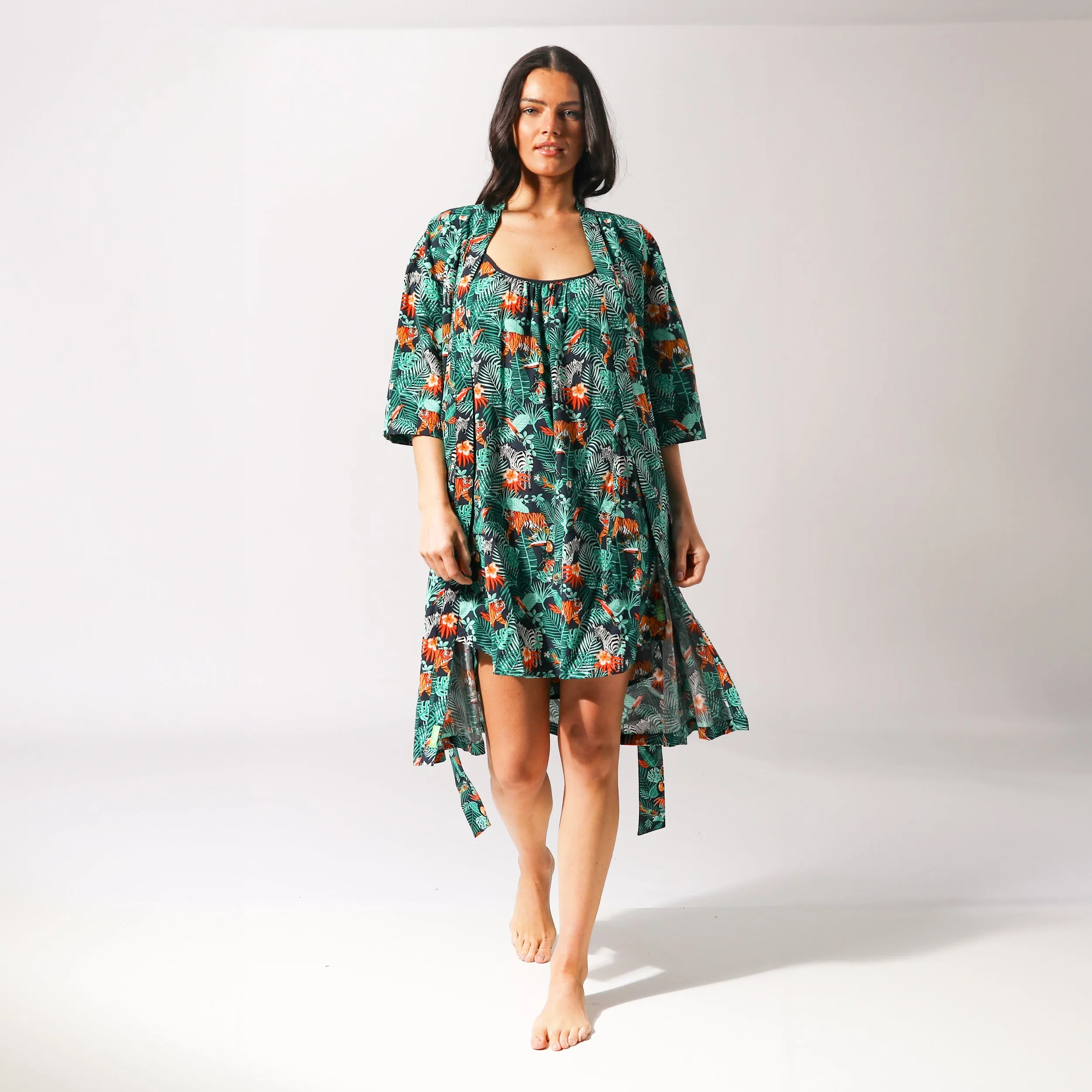 Women's Dark Jungle Woven Robe - Green