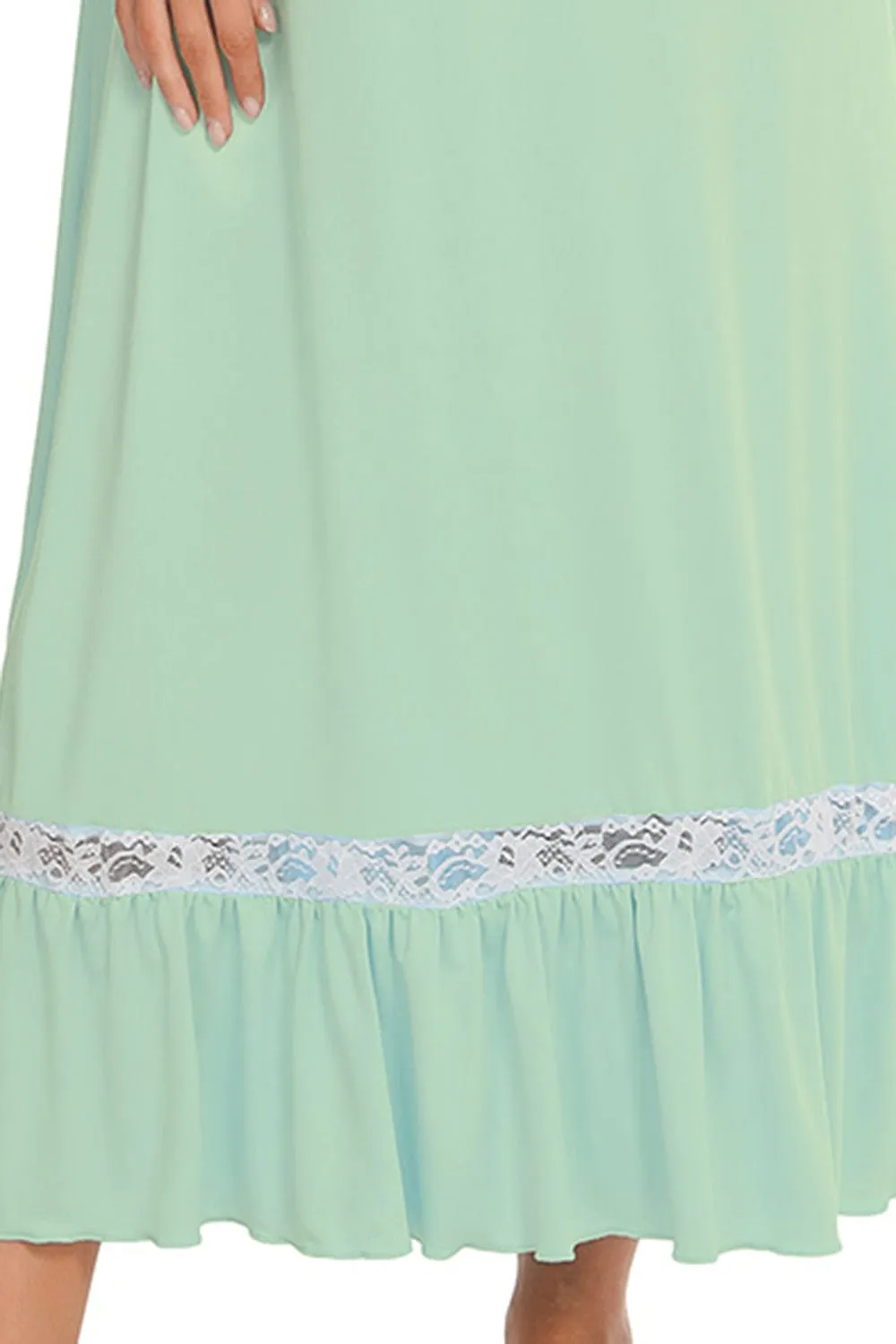 Women's Lace Detail Short-Sleeved Lounging Nightgown