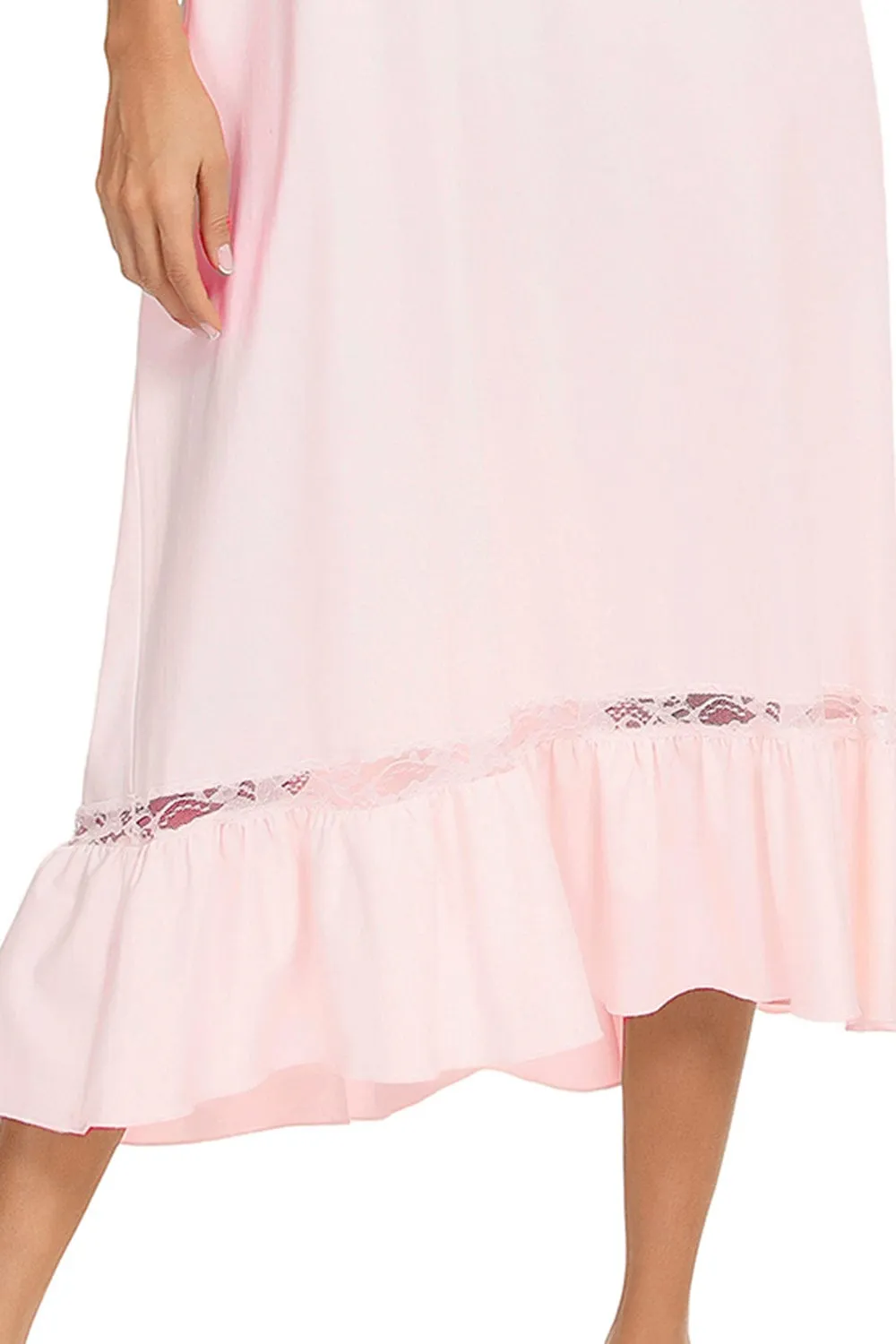 Women's Lace Detail Short-Sleeved Lounging Nightgown
