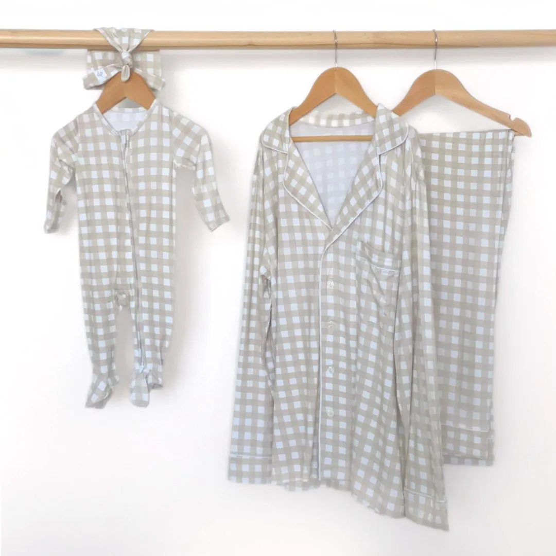 Women's Long Sleeve Pajama Set in Gingham