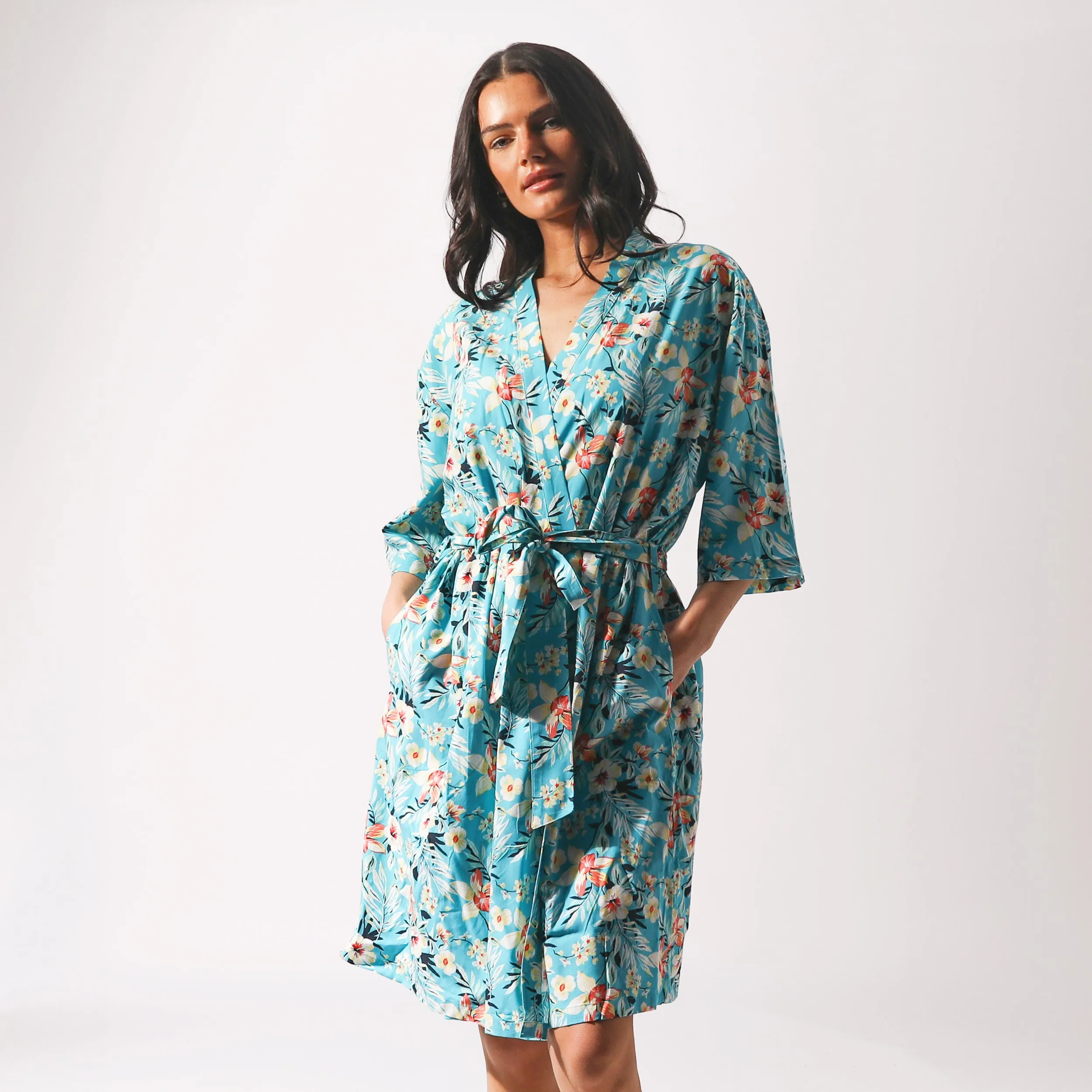 Women's Twilight Floral Woven Robe - Blue