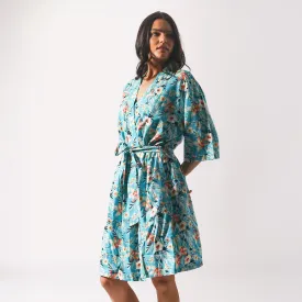 Women's Twilight Floral Woven Robe - Blue