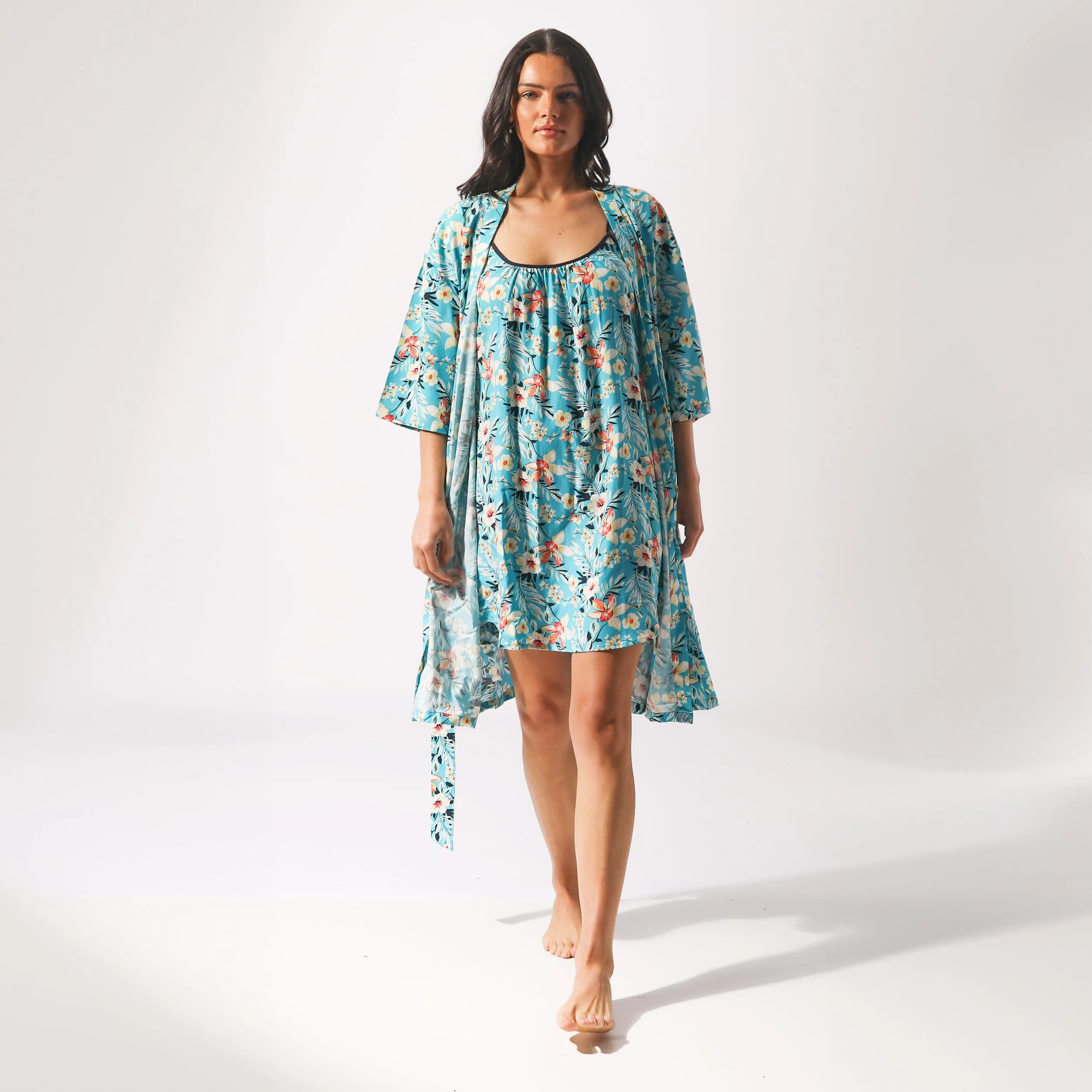 Women's Twilight Floral Woven Robe - Blue