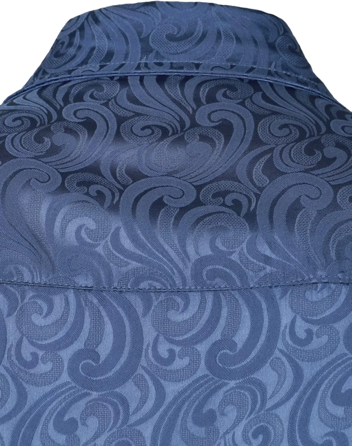 ZEROYAA Men's Hipster Jacquard Long Sleeve Satin Silk Like Button Up Dress Shirts for Party Prom