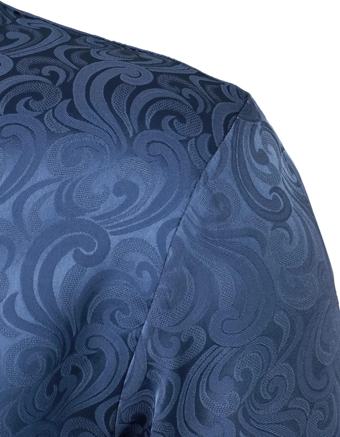 ZEROYAA Men's Hipster Jacquard Long Sleeve Satin Silk Like Button Up Dress Shirts for Party Prom