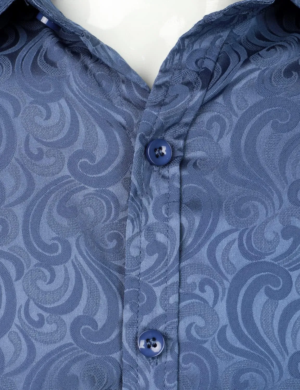 ZEROYAA Men's Hipster Jacquard Long Sleeve Satin Silk Like Button Up Dress Shirts for Party Prom